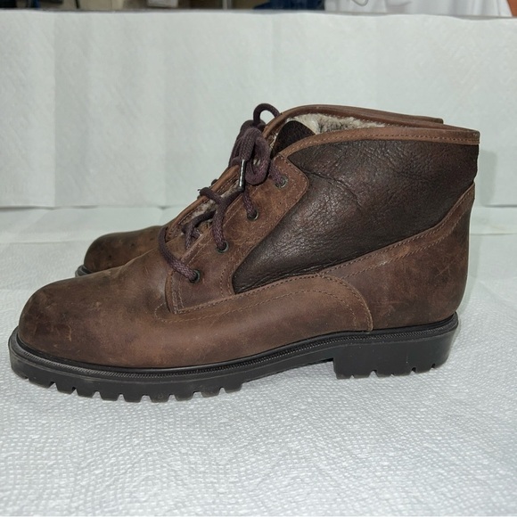 Fait au Canada Black Leather Fur Lining Lace Up Boots size 11M - Picture 5 of 11